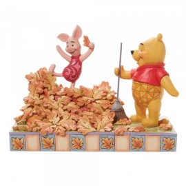 Jumping into Fall - Piglet and Pooh Autum Leaves Figurine Disney Jim Shore