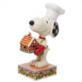 Snoopy Holding Gingerbread House Figurine by Jim Shore