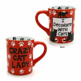 Cat Theme Mug "Crazy Cat Lady" Red 