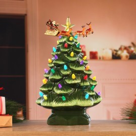 Κεραμικό Χριστουγεννιάτικο Δέντρο με Έλκυθρο και Άγιο Βασίλη