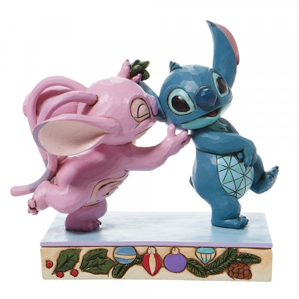 Mistletoe Kiss - Stitch and Angel with Mistletoe Figurine - Image 2